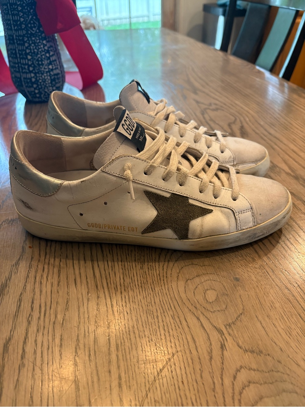 Golden Goose Men's White Leather Superstar Sneakers with Gray Star